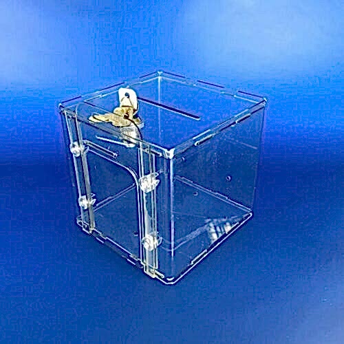 Прозрачный ящик с замком 150х150х100 мм